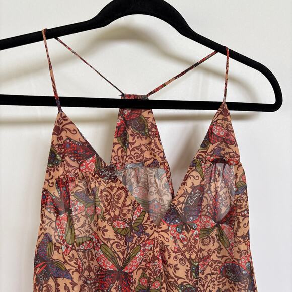Y2K Charlotte Russe Butterfly Sheer Tank Top Racerback Festival Blouse Medium - Picture 2 of 8